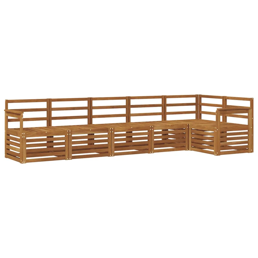 Ensemble de canapé d'angle 6 pcs Naturel Bois d'Acacia Massif - 2