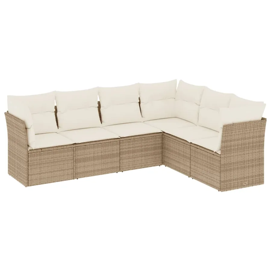 Salon de jardin avec coussins 6 pcs beige résine tressée - 2