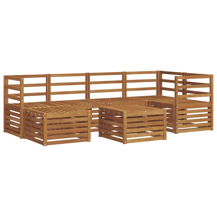 Ensemble de canapé d'angle 7 pcs Naturel Bois d'Acacia Massif - 2