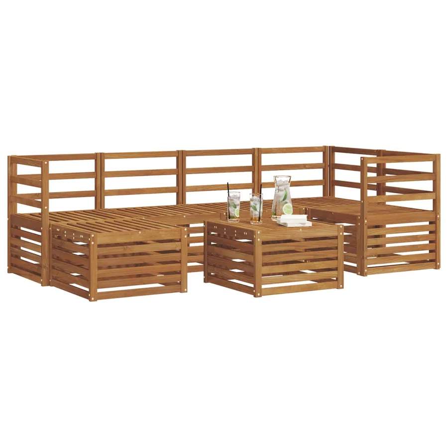 Ensemble de canapé d'angle 7 pcs Naturel Bois d'Acacia Massif - 3