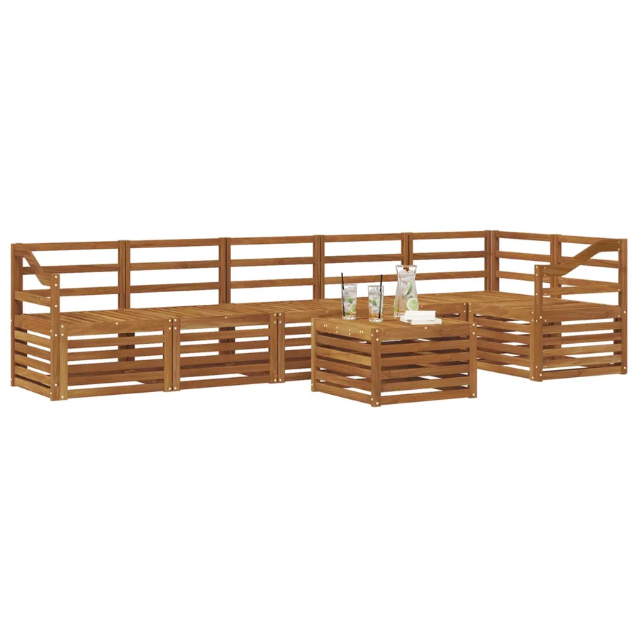 Ensemble de canapé d'angle 7 pcs Naturel Bois d'Acacia Massif - 3
