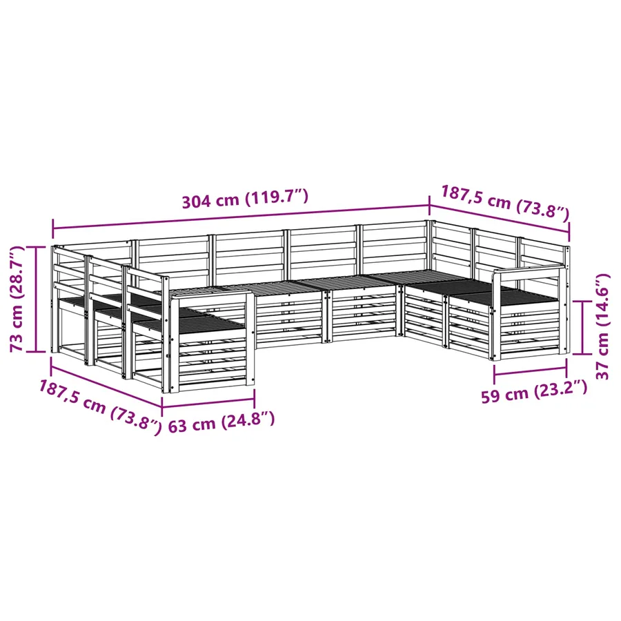 Ensemble de canapé d'angle 9 pcs Naturel - 8