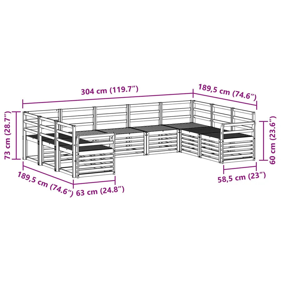 Ensemble de canapé d'angle 9 pcs Naturel - 8