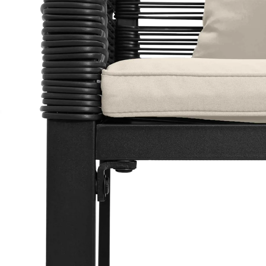 Ensemble de meubles d'extérieur Noir et blanc crème polyrotin - 10