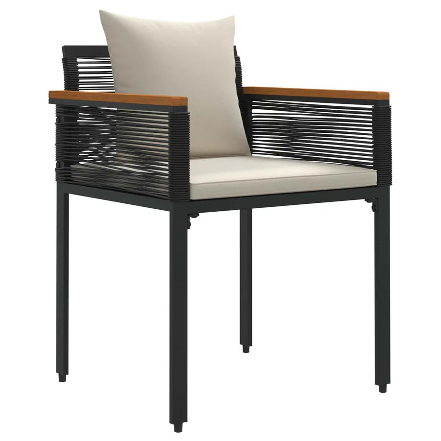 Ensemble de meubles d'extérieur Noir et blanc crème polyrotin - 5