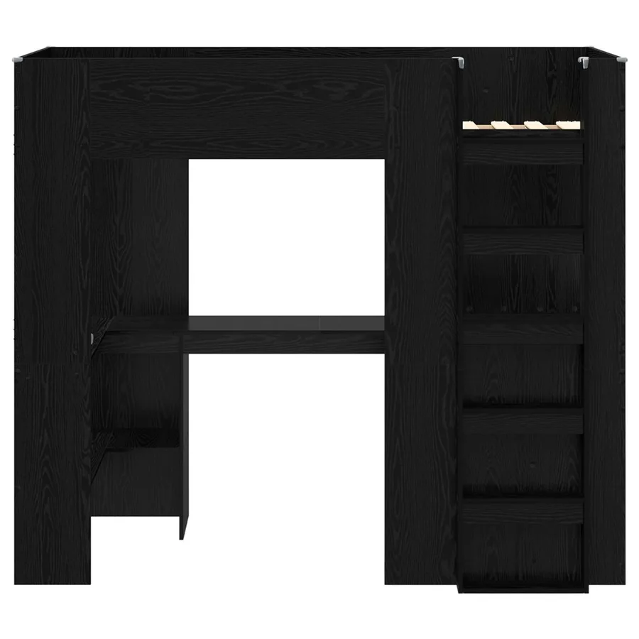 Cadre de lit superposé avec bureau Chêne noir 80 x 200 cm - 5