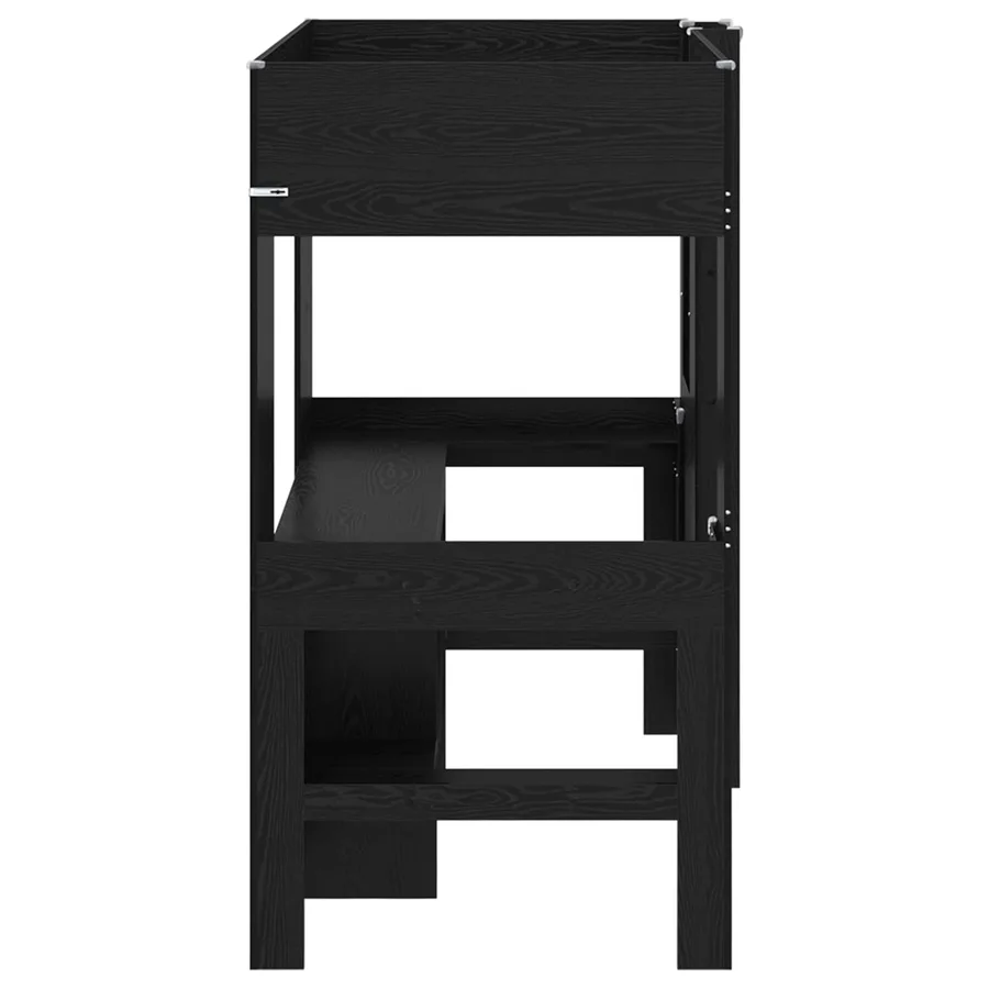 Cadre de lit superposé avec bureau Chêne noir 80 x 200 cm - 6