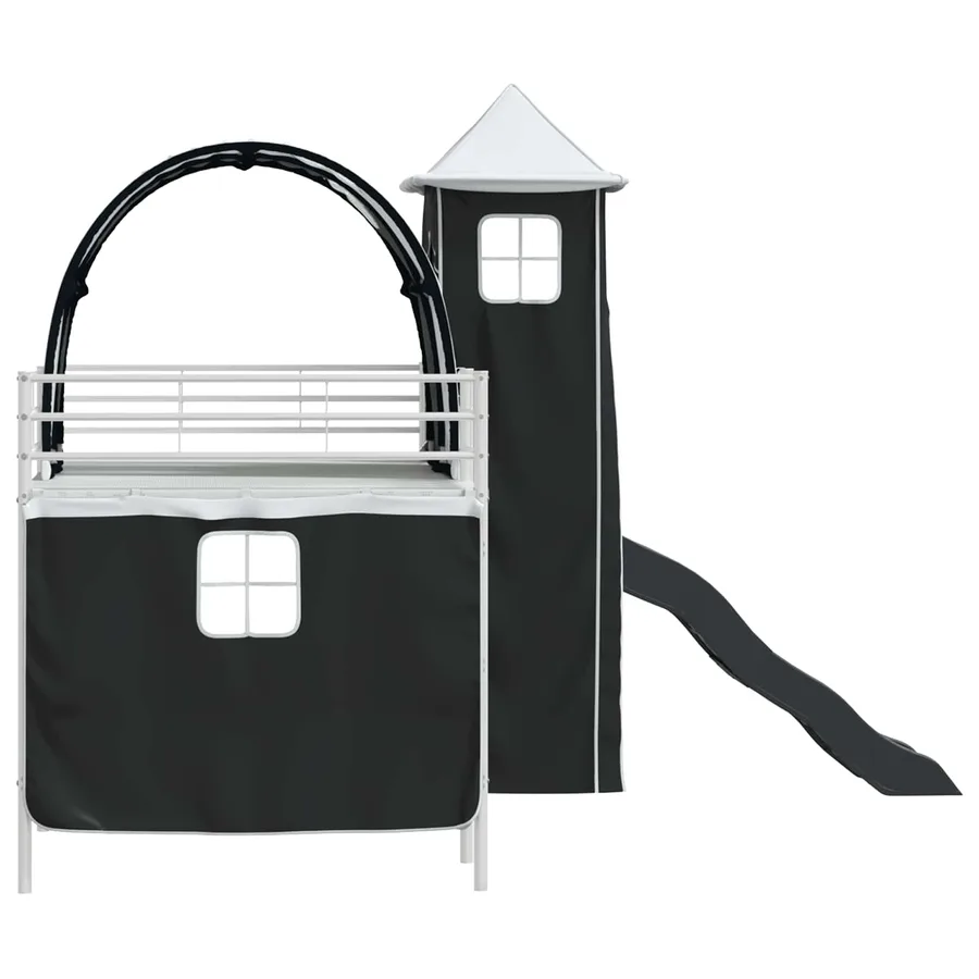 Lit mezzanine pour enfants Uni Blanc et noir 107 x 203 cm métal - 9