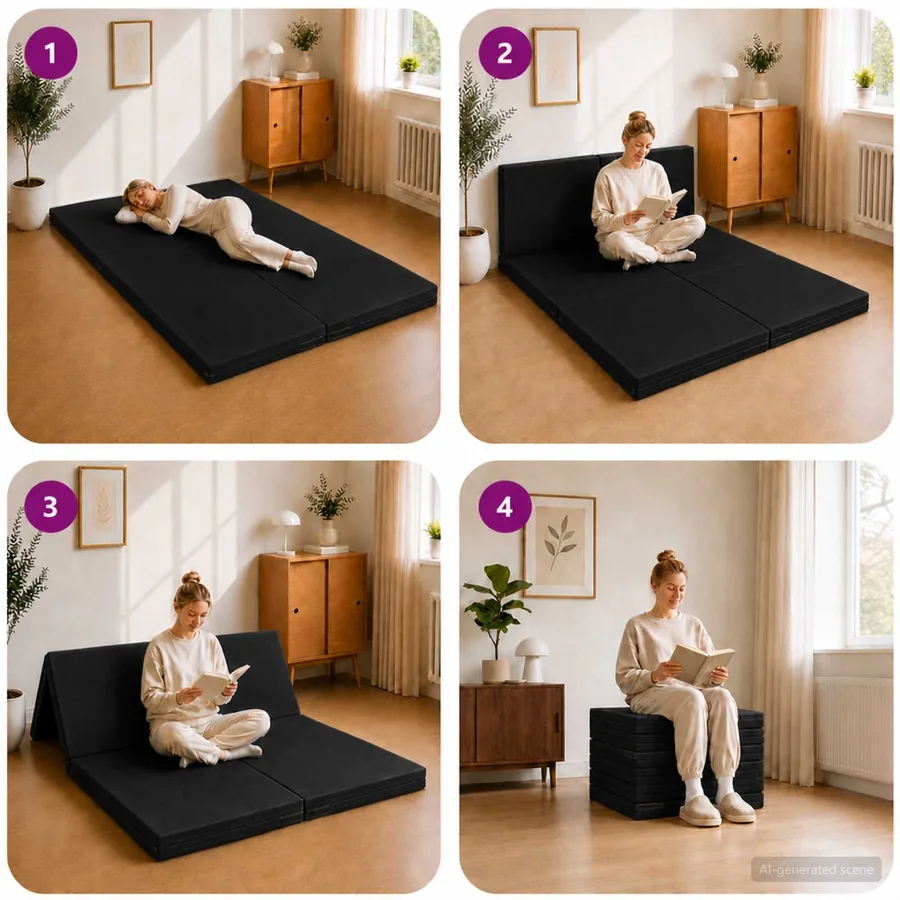 Canapé-lit pliable 140 x 67 x 45 cm Noir - 9