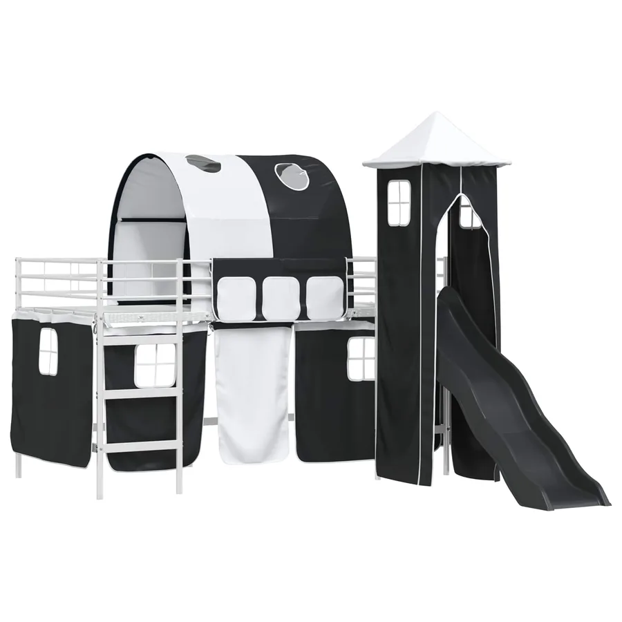Lit mezzanine pour enfants Uni Blanc et noir 80 x 200 cm métal - 4