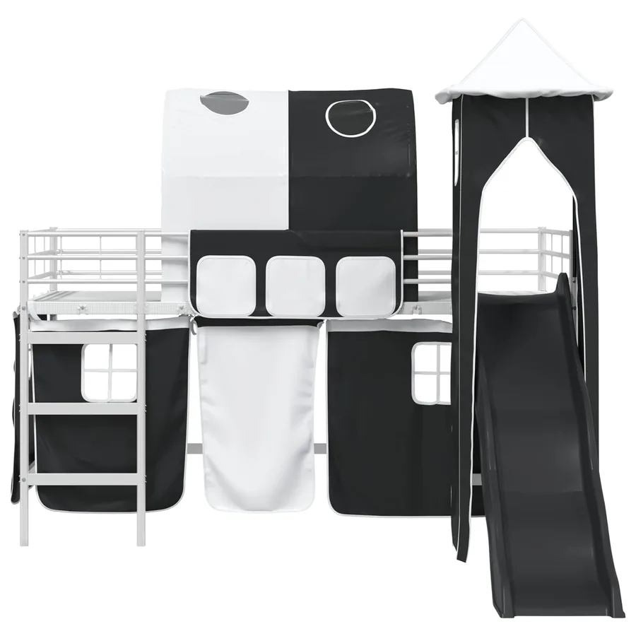 Lit mezzanine pour enfants Uni Blanc et noir 80 x 200 cm métal - 6