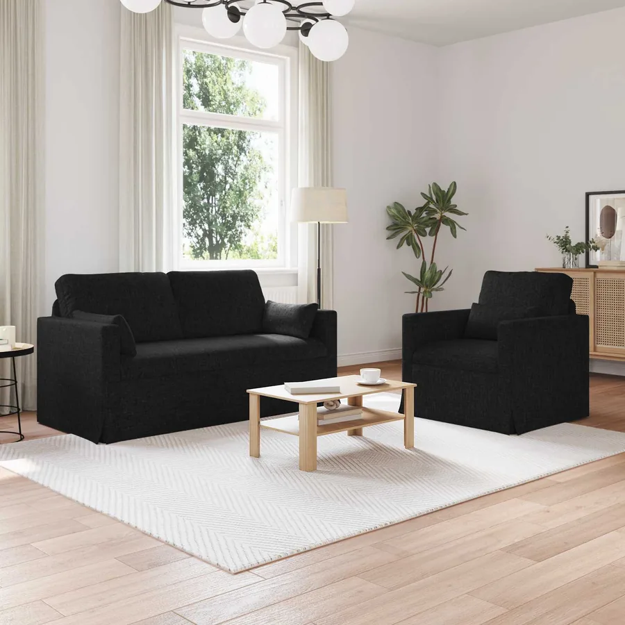 Ensemble de Canapés 2 pcs Noir 158 x 78 x 80 cm tissu