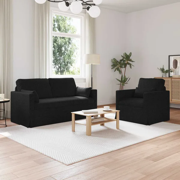 Ensemble de Canapés 2 pcs Noir 158 x 78 x 80 cm tissu