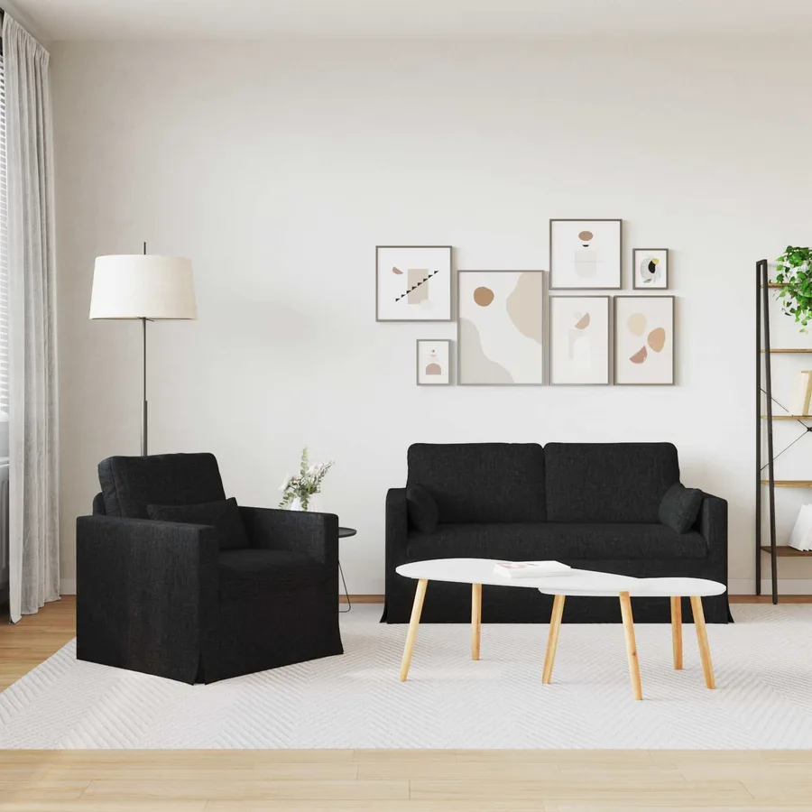 Ensemble de Canapés 2 pcs Noir 158 x 78 x 80 cm tissu - 3