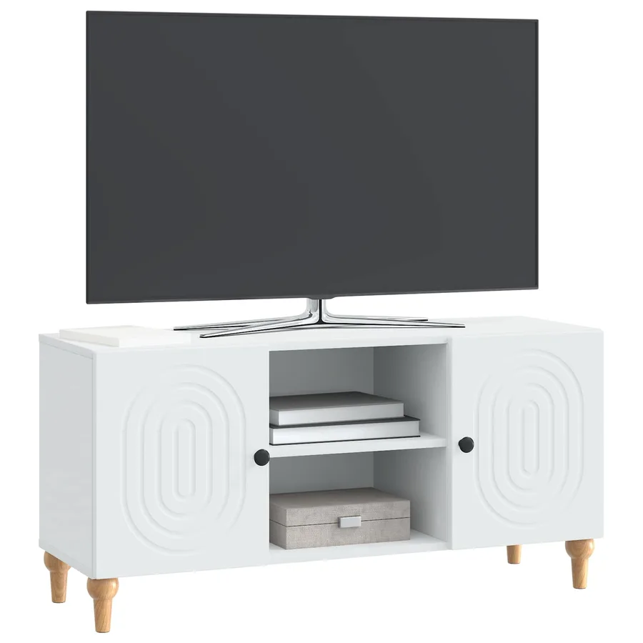 Meuble TV Blanc 102 x 34,5 x 50 cm Bois d'ingénierie - 3