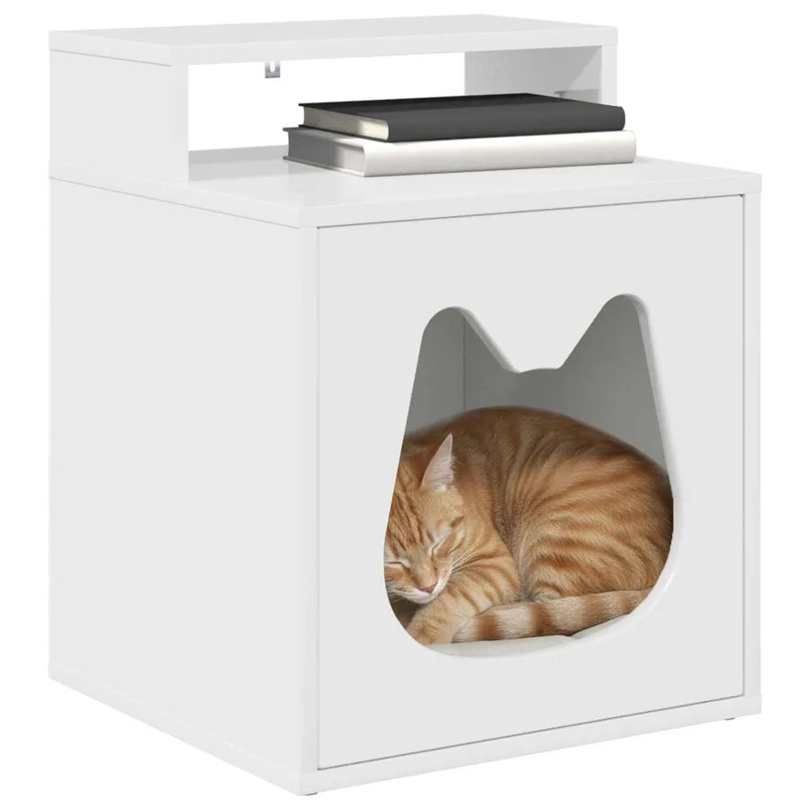 Maison pour chat Blanc Brillant 42,5 x 40 x 53,5 cm - 3