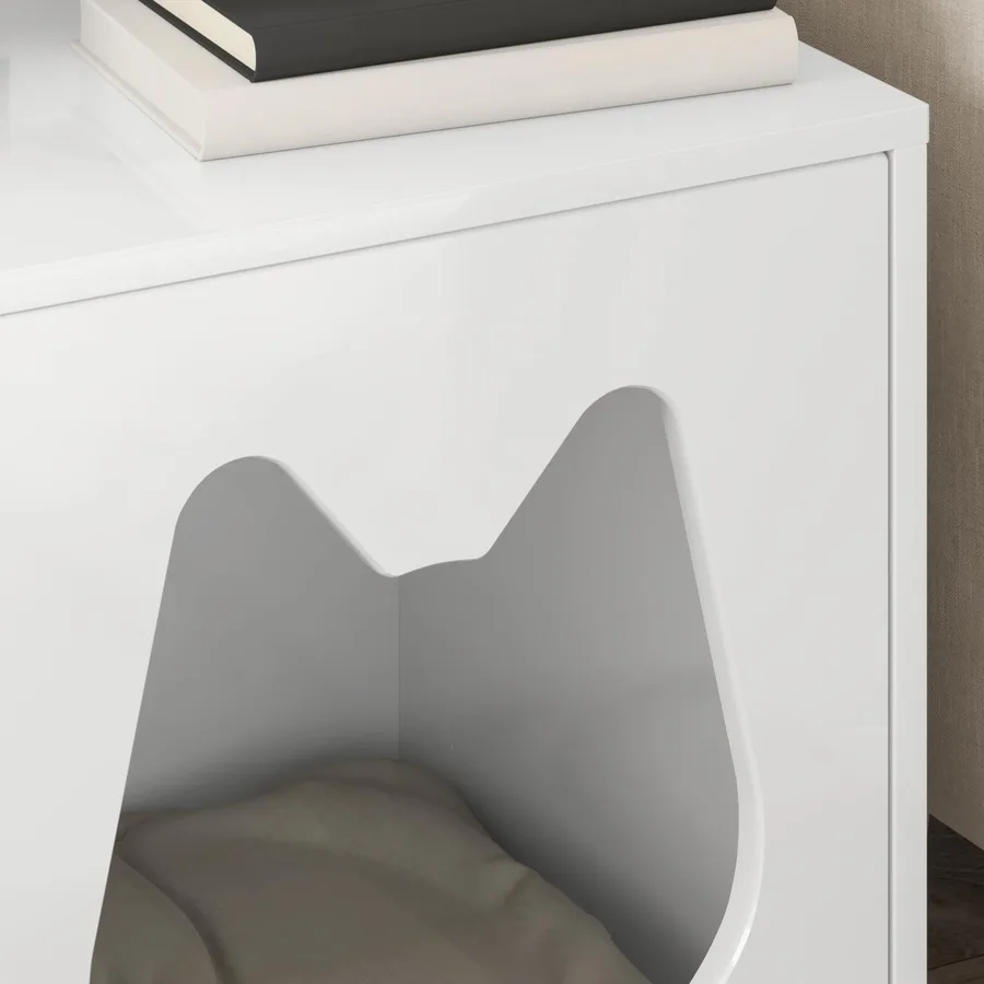 Maison pour chat Blanc Brillant 42,5 x 40 x 53,5 cm - 4