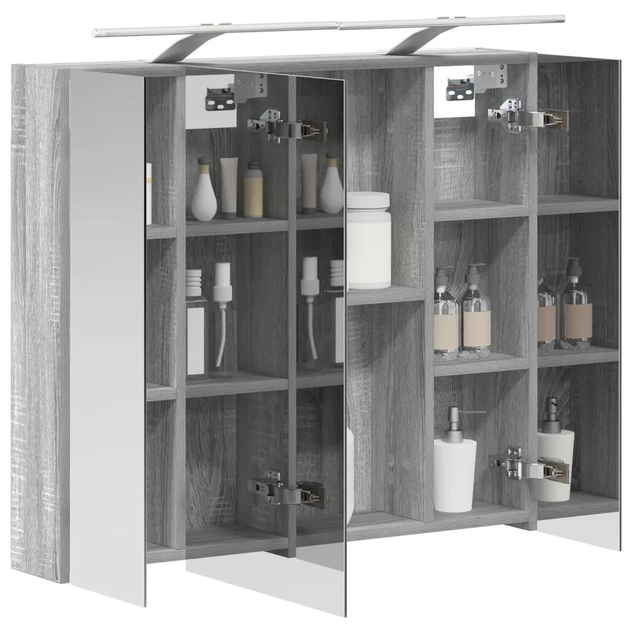 Armoire Miroir de Salle de Bain Gris Sonoma 80 x 14.5 x 70 cm - 3
