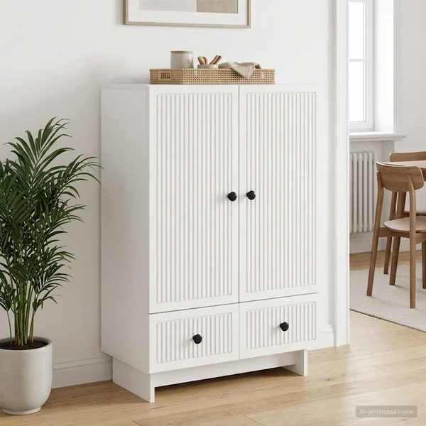 Buffet Blanc 66 x 34,5 x 95 cm Bois d’ingénierie