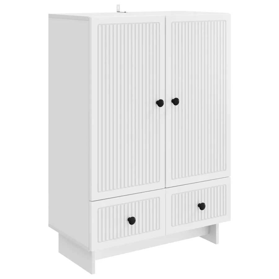 Buffet Blanc 66 x 34,5 x 95 cm Bois d’ingénierie - 2