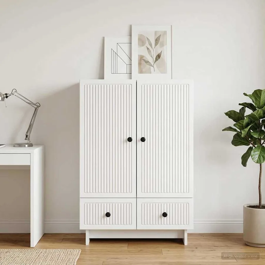 Buffet Blanc 66 x 34,5 x 95 cm Bois d’ingénierie - 4