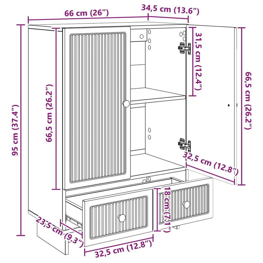 Buffet Blanc 66 x 34,5 x 95 cm Bois d’ingénierie - 8