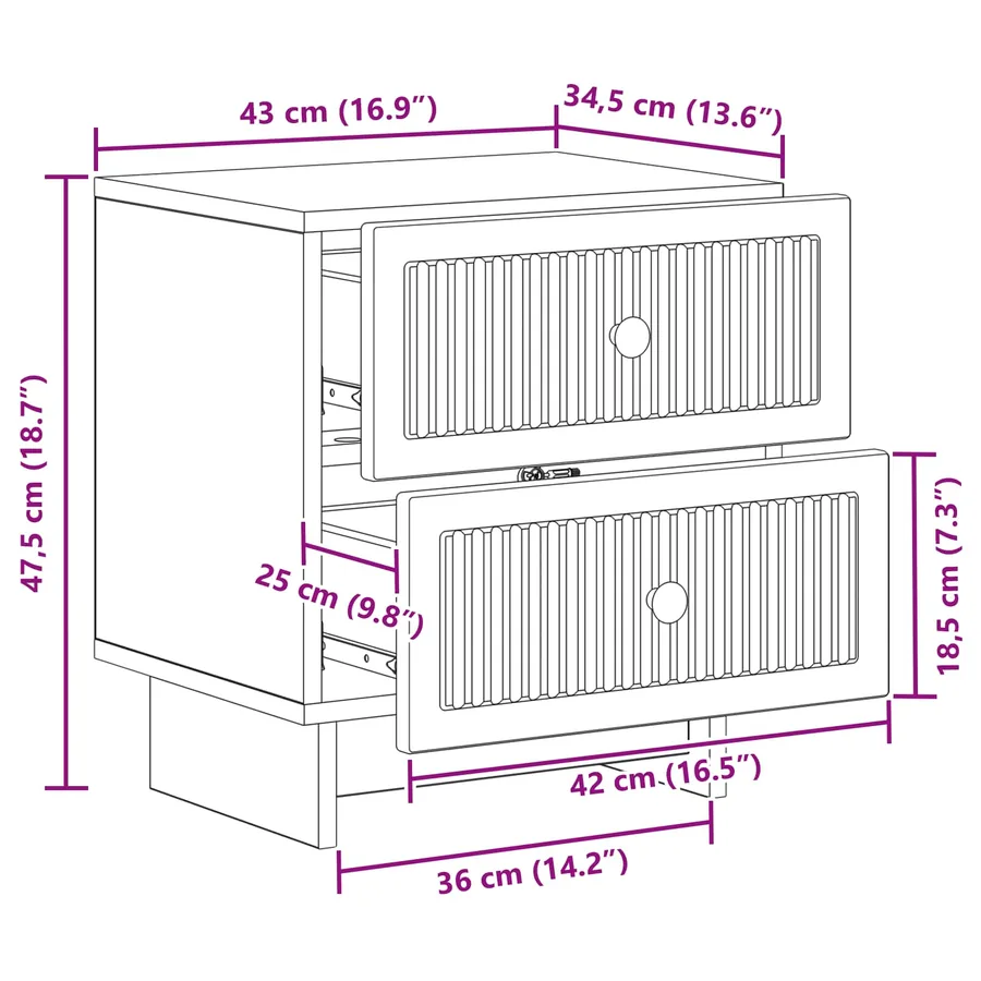 Cabinet de chevet avec tiroir Sonoma gris 43 x 34,5 x 47,5 cm - 8