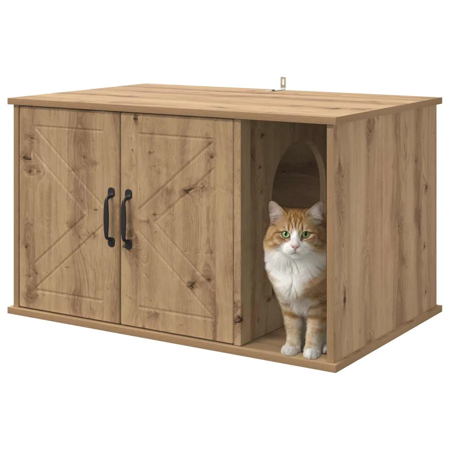 Maison pour chat Chêne artisan 85 x 55 x 50,5 cm - 3
