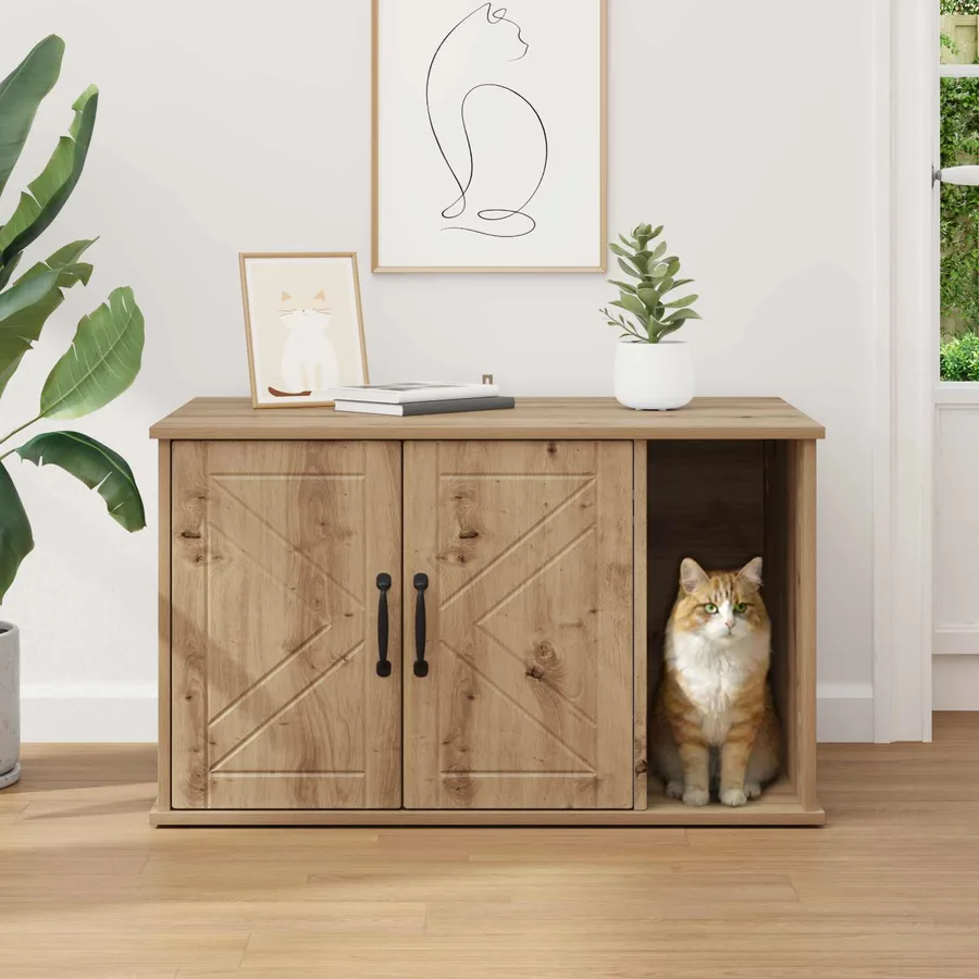 Maison pour chat Chêne artisan 85 x 55 x 50,5 cm - 4