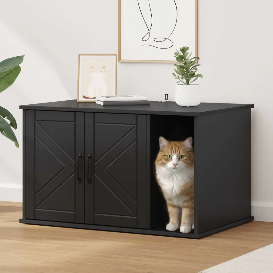 Maison pour chat Noir 85 x 55 x 50 cm Bois d'ingénierie