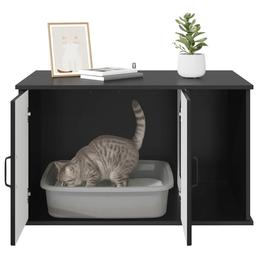 Maison pour chat Noir 85 x 55 x 50 cm Bois d'ingénierie - 10
