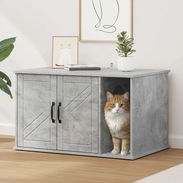 Maison pour chat Béton 85 x 55 x 50 cm Bois d'ingénierie