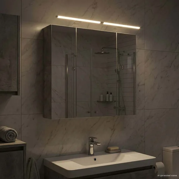 Armoire Miroir de Salle de Bain Gris béton 80 x 14.5 x 70 cm