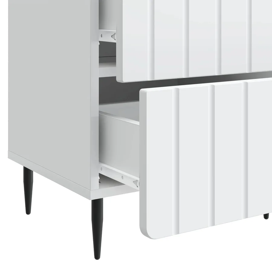 Cabinet de chevet avec tiroir 2 pcs Blanc 43 x 34,5 x 49,5 cm - 11
