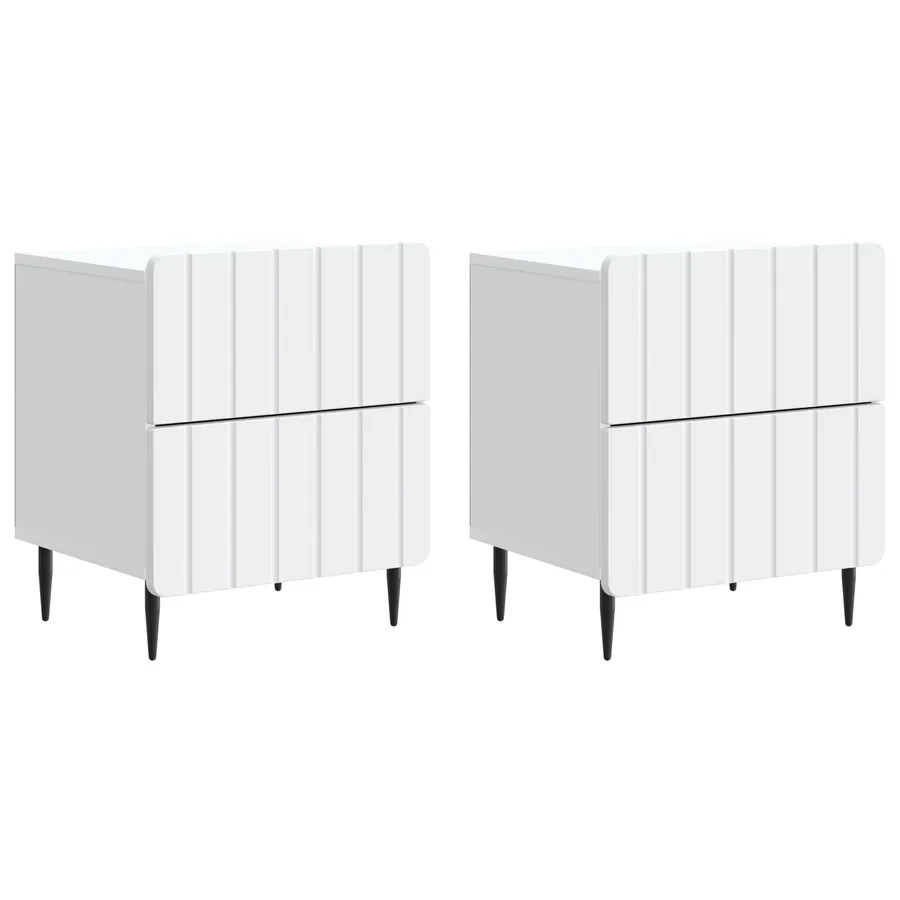 Cabinet de chevet avec tiroir 2 pcs Blanc 43 x 34,5 x 49,5 cm - 2
