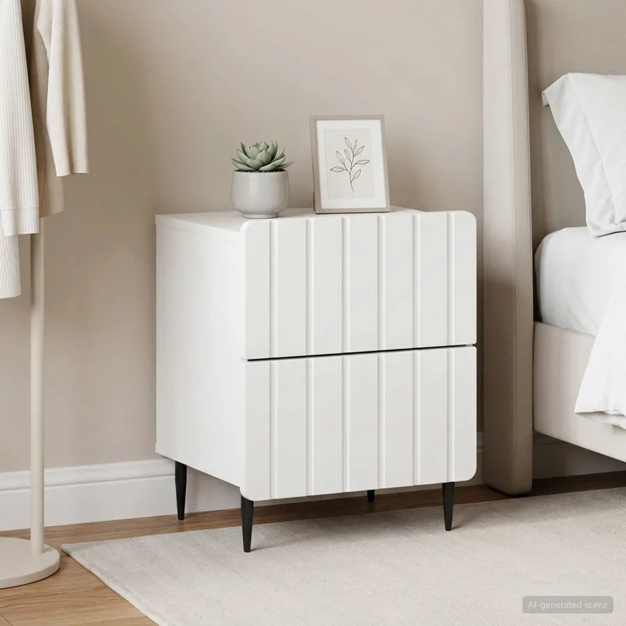 Cabinet de chevet avec tiroir 2 pcs Blanc 43 x 34,5 x 49,5 cm - 4