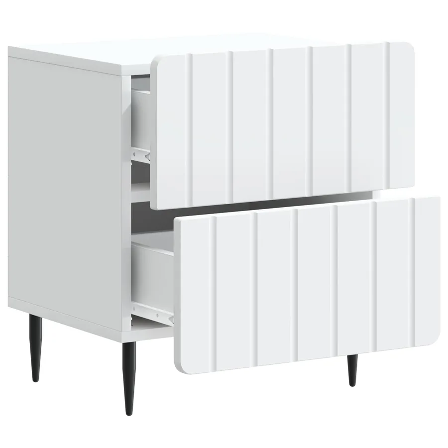 Cabinet de chevet avec tiroir 2 pcs Blanc 43 x 34,5 x 49,5 cm - 6