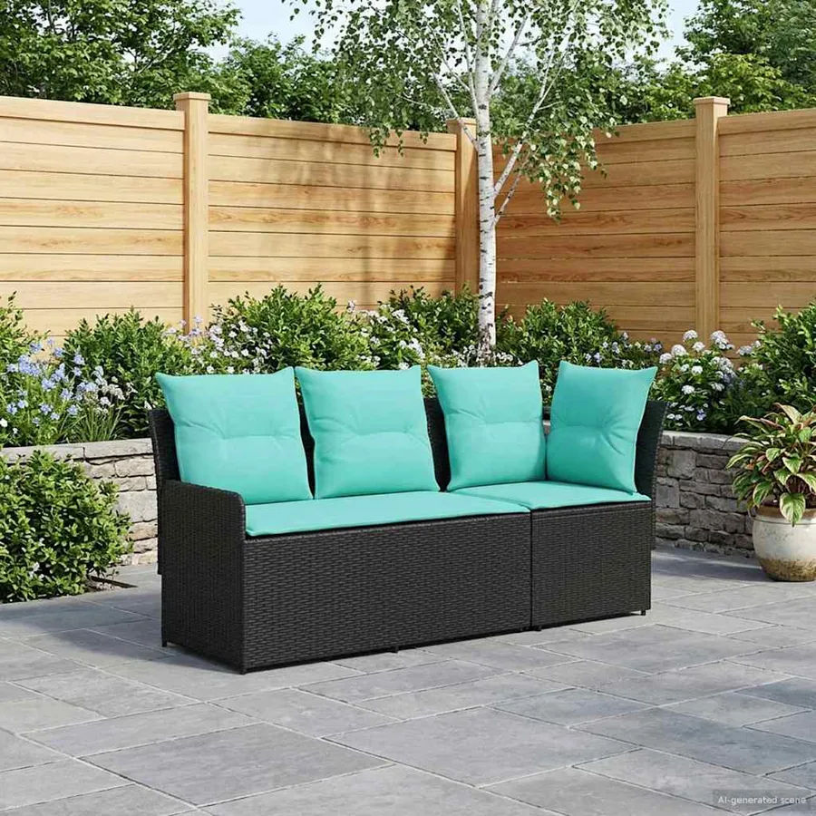 Sofa de jardin avec accoudoirs et sofa d'angle 2 Pièce Rotin PE - 3