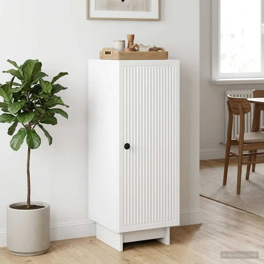 Buffet Blanc brillant 33 x 34,5 x 90 cm Bois d'ingénierie - 4
