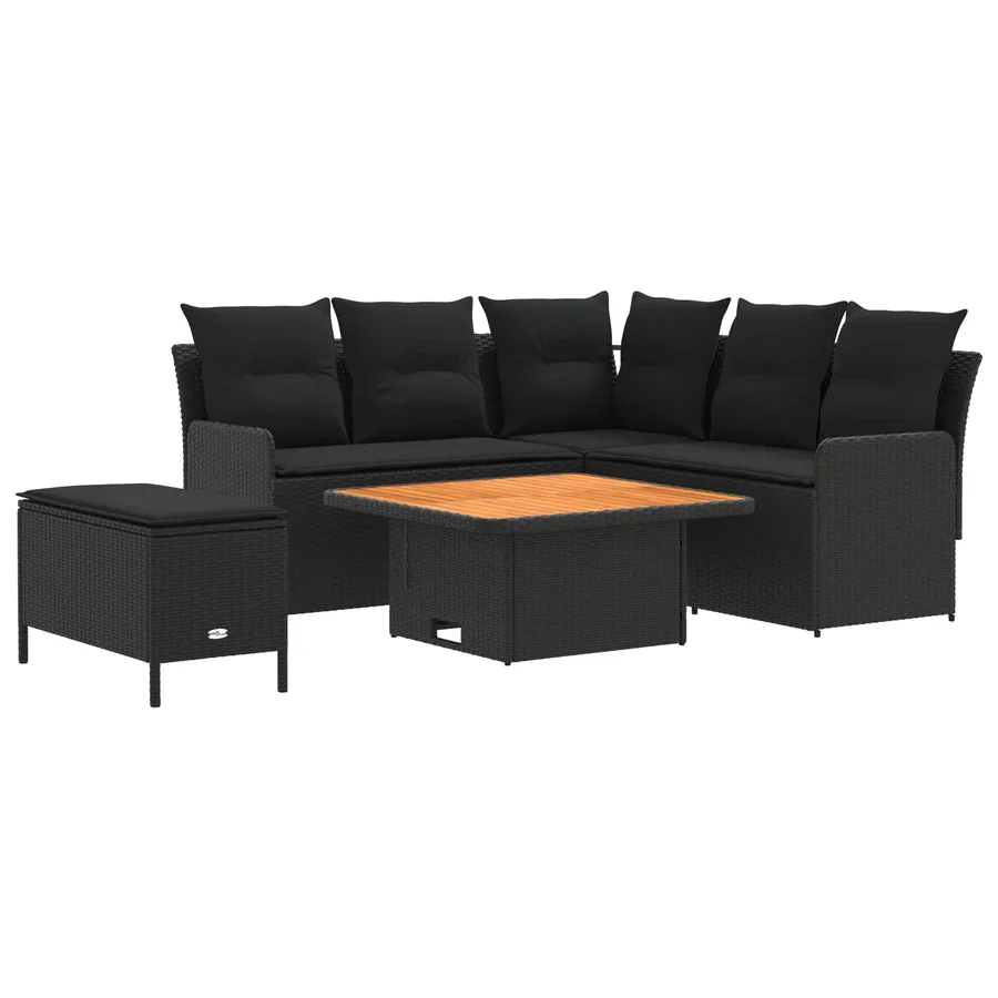 Ensembles de meubles avec oreiller 5 pcs Noir Rotin PE - 2