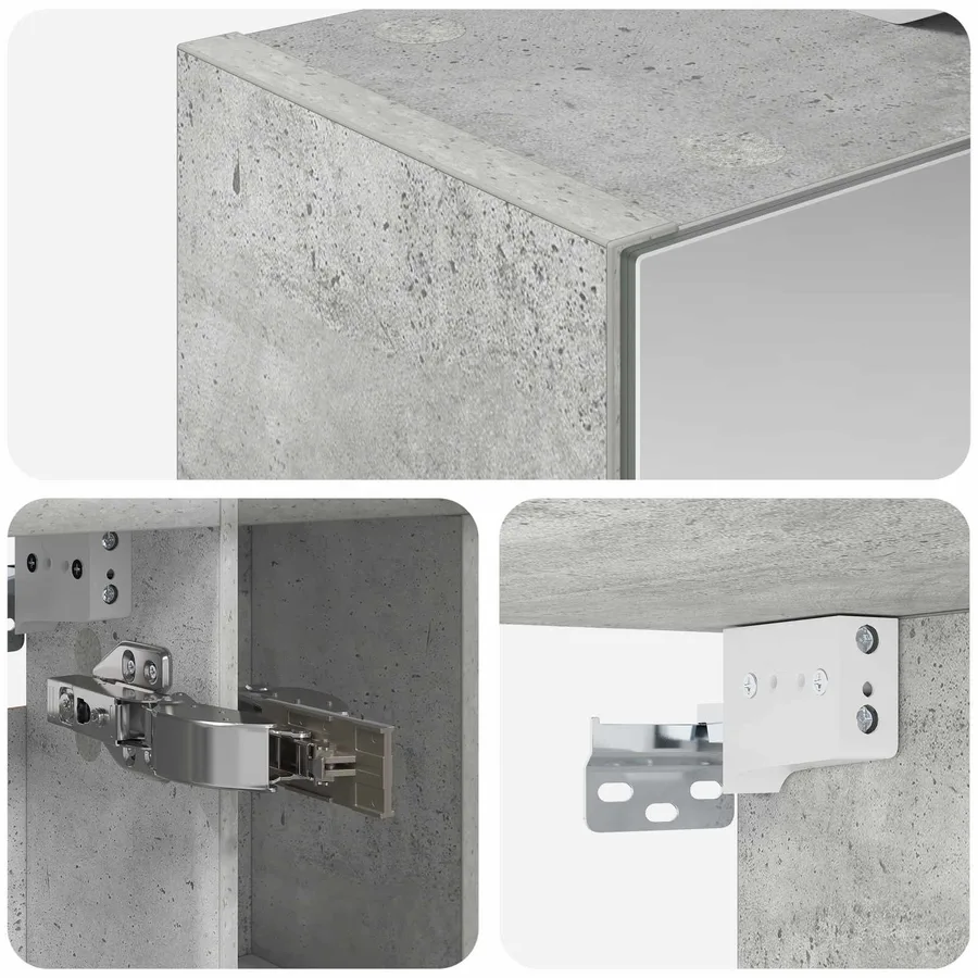 Armoire Miroir de Salle de Bain Gris béton 60 x 14.5 x 70 cm - 8