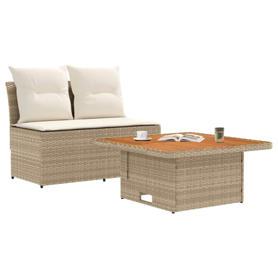 2 Pièce Canapé du milieu de jardin avec table relevable - 3