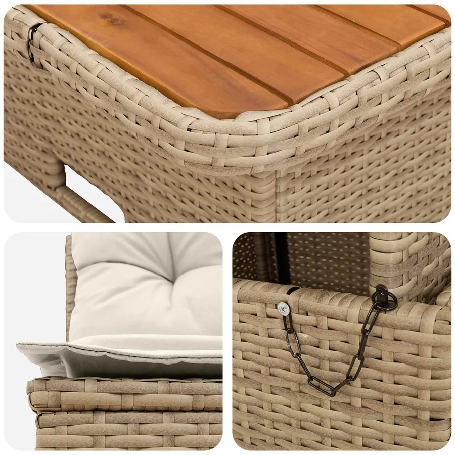 2 Pièce Canapé du milieu de jardin avec table relevable - 9