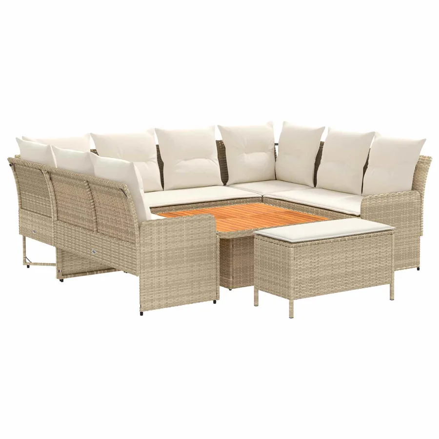 Ensembles de meubles 7 pcs Beige et crème Rotin PE - 2
