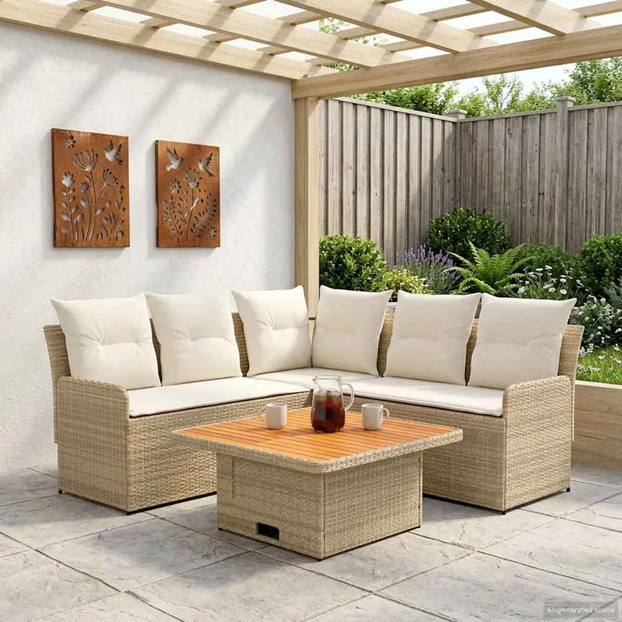 Ensembles de meubles 4 pcs Beige et crème Rotin PE