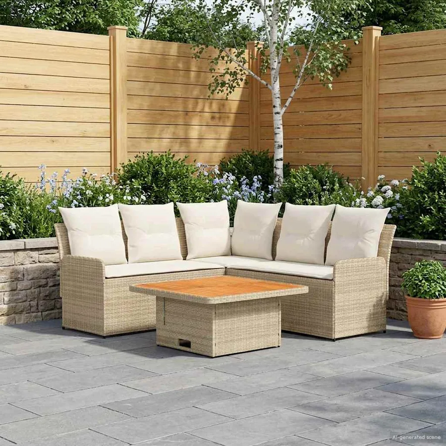 Ensembles de meubles 4 pcs Beige et crème Rotin PE - 3