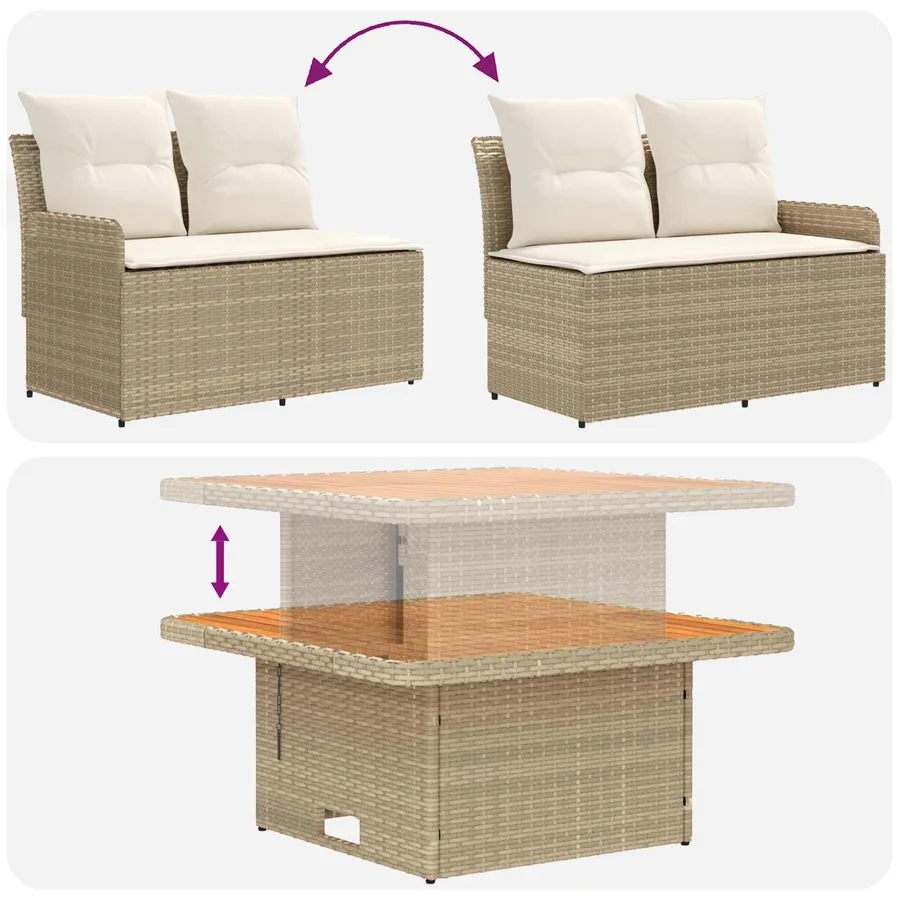 Ensembles de meubles 4 pcs Beige et crème Rotin PE - 8