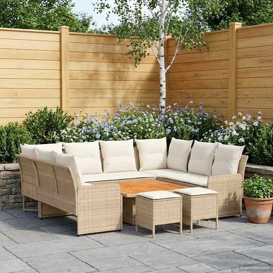Ensembles de meubles 8 pcs Beige et crème Rotin PE
