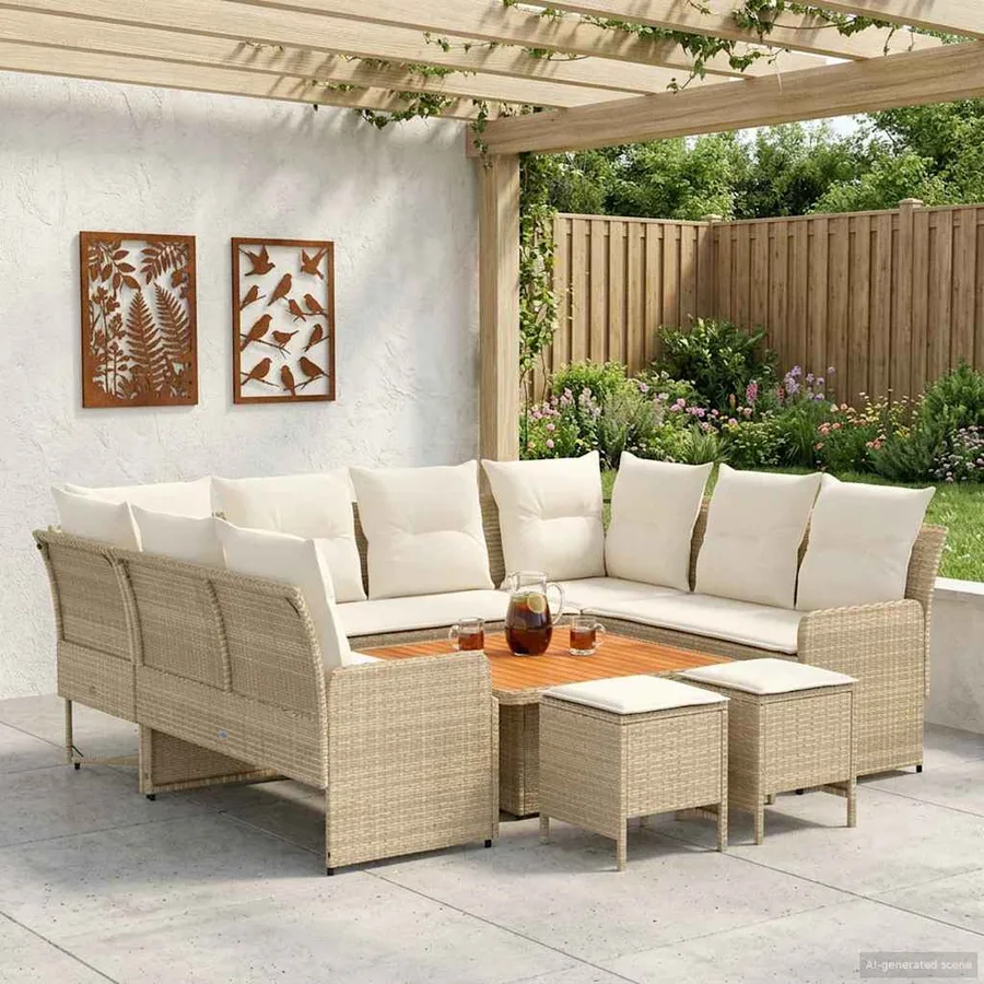 Ensembles de meubles 8 pcs Beige et crème Rotin PE - 3