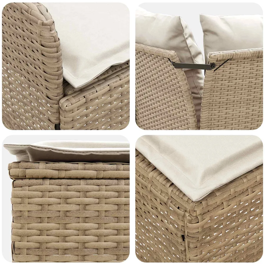 Ensembles de meubles 8 pcs Beige et crème Rotin PE - 9